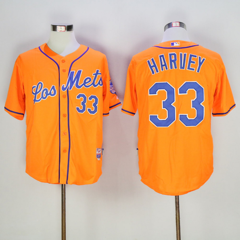Men New York Mets 33 Harvey Orange MLB Jerseys